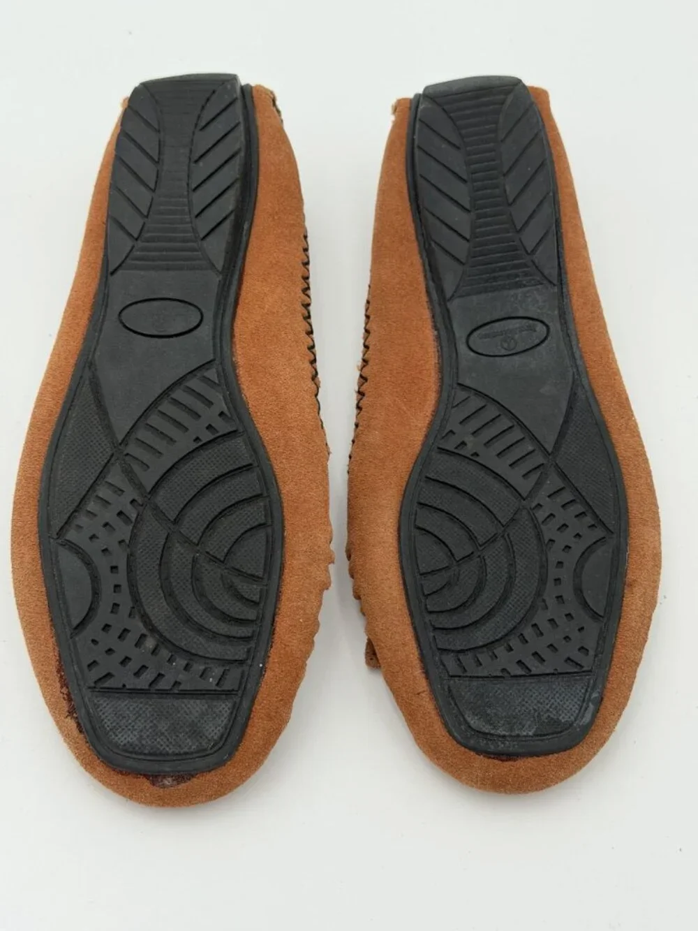 PEACE MOCS Moccasin Flats Womens Brown Suede‎ Fringe Buckle Boho Loafers SIZE 6